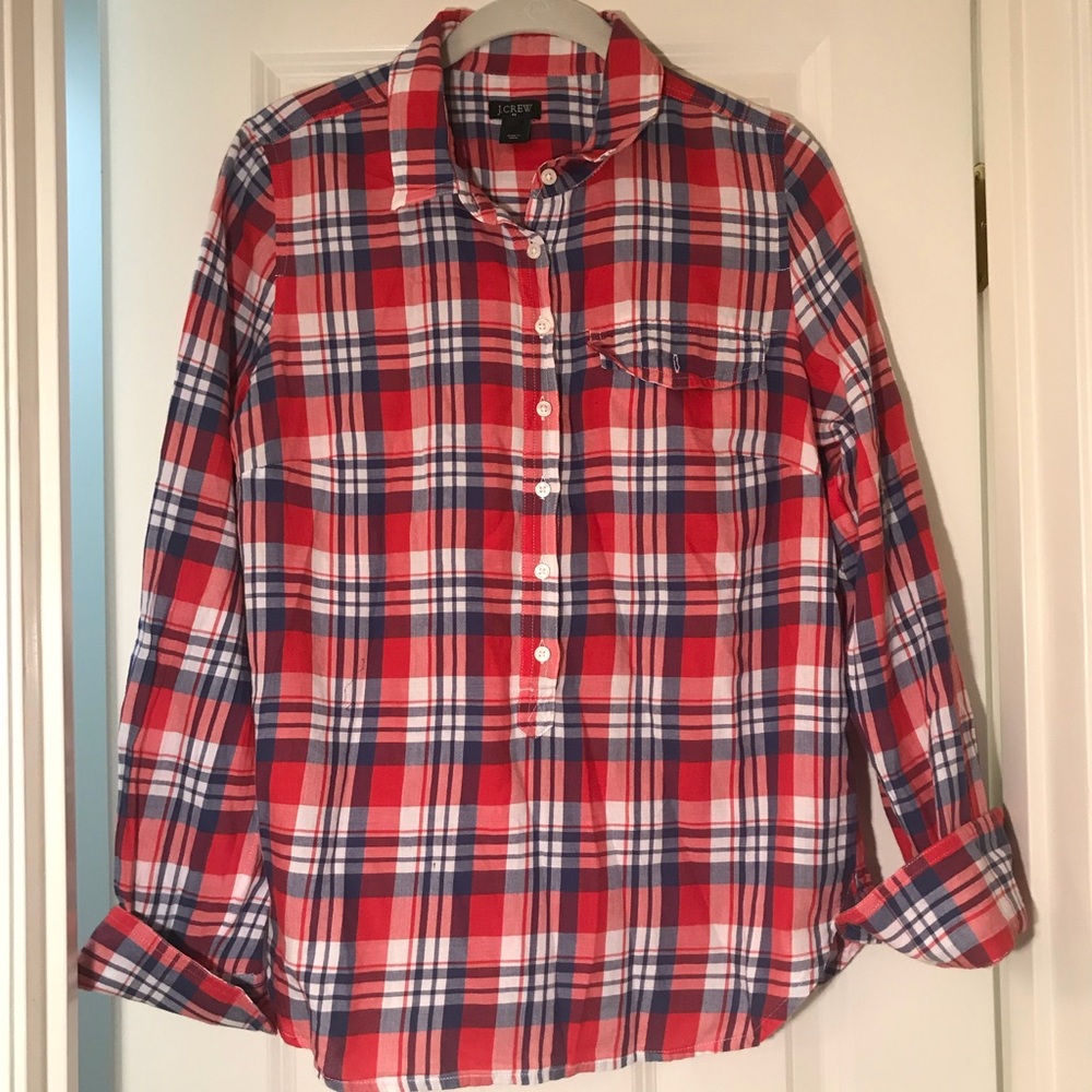 J.Crew flannel half button up.